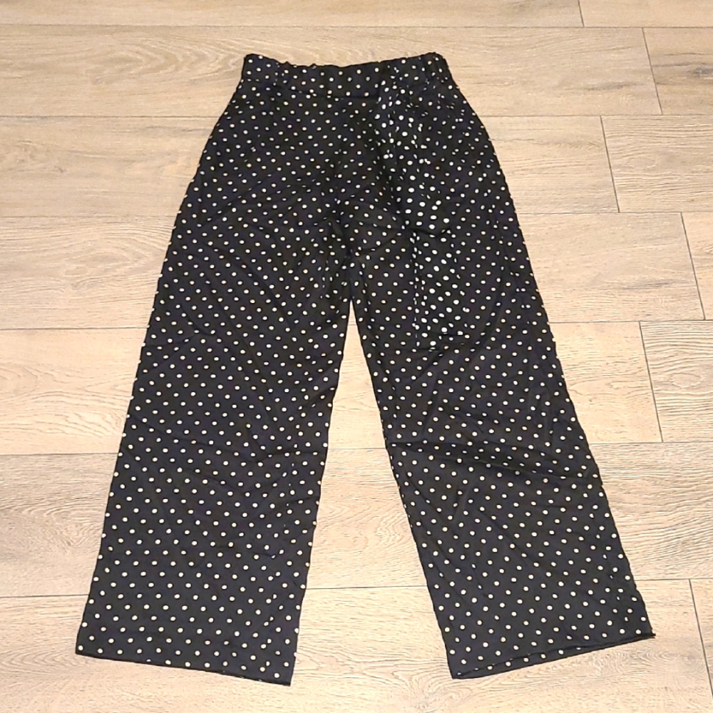 DREW Black and White Polka Dot Pants Elastic waist